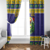 Personalized Brazil Christmas Window Curtain Toco Toucan with Brazil Flag - Wonder Print Shop