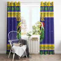 Personalized Brazil Christmas Window Curtain Toco Toucan with Brazil Flag - Wonder Print Shop