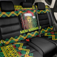 Jamaica Reggae Lion Christmas Back Car Seat Cover Kente Pattern Meri Krismiss - Wonder Print Shop