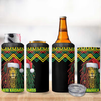 Jamaica Reggae Lion Christmas 4 in 1 Can Cooler Tumbler Kente Pattern Meri Krismiss - Wonder Print Shop