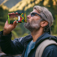 Jamaica Reggae Lion Christmas 4 in 1 Can Cooler Tumbler Kente Pattern Meri Krismiss - Wonder Print Shop