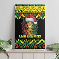 Jamaica Reggae Lion Christmas Canvas Wall Art Kente Pattern Meri Krismiss - Wonder Print Shop