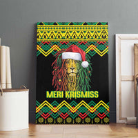 Jamaica Reggae Lion Christmas Canvas Wall Art Kente Pattern Meri Krismiss - Wonder Print Shop