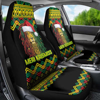 Jamaica Reggae Lion Christmas Car Seat Cover Kente Pattern Meri Krismiss - Wonder Print Shop