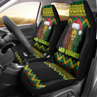 Jamaica Reggae Lion Christmas Car Seat Cover Kente Pattern Meri Krismiss - Wonder Print Shop