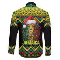Jamaica Reggae Lion Christmas Family Matching Long Sleeve Bodycon Dress and Hawaiian Shirt Kente Pattern Meri Krismiss - Wonder Print Shop