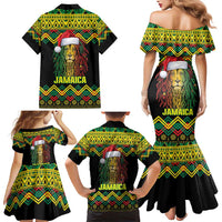 Jamaica Reggae Lion Christmas Family Matching Mermaid Dress and Hawaiian Shirt Kente Pattern Meri Krismiss - Wonder Print Shop