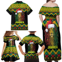 Jamaica Reggae Lion Christmas Family Matching Off Shoulder Maxi Dress and Hawaiian Shirt Kente Pattern Meri Krismiss - Wonder Print Shop