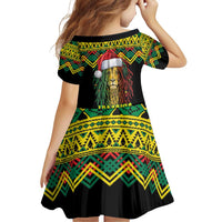 Jamaica Reggae Lion Christmas Family Matching Off Shoulder Short Dress and Hawaiian Shirt Kente Pattern Meri Krismiss - Wonder Print Shop