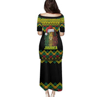 Jamaica Reggae Lion Christmas Family Matching Puletasi and Hawaiian Shirt Kente Pattern Meri Krismiss - Wonder Print Shop