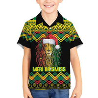 Jamaica Reggae Lion Christmas Family Matching Puletasi and Hawaiian Shirt Kente Pattern Meri Krismiss - Wonder Print Shop