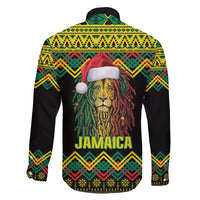 Jamaica Reggae Lion Christmas Family Matching Short Sleeve Bodycon Dress and Hawaiian Shirt Kente Pattern Meri Krismiss - Wonder Print Shop