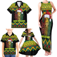 Jamaica Reggae Lion Christmas Family Matching Tank Maxi Dress and Hawaiian Shirt Kente Pattern Meri Krismiss - Wonder Print Shop