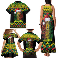 Jamaica Reggae Lion Christmas Family Matching Tank Maxi Dress and Hawaiian Shirt Kente Pattern Meri Krismiss - Wonder Print Shop