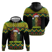 Jamaica Reggae Lion Christmas Hoodie Kente Pattern Meri Krismiss - Wonder Print Shop