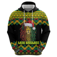 Jamaica Reggae Lion Christmas Hoodie Kente Pattern Meri Krismiss - Wonder Print Shop