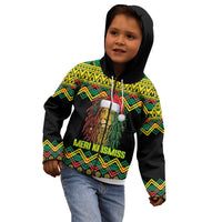 Jamaica Reggae Lion Christmas Kid Hoodie Kente Pattern Meri Krismiss - Wonder Print Shop