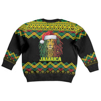 Jamaica Reggae Lion Christmas Kid Ugly Christmas Sweater Kente Pattern Meri Krismiss - Wonder Print Shop