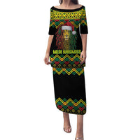 Jamaica Reggae Lion Christmas Puletasi Kente Pattern Meri Krismiss - Wonder Print Shop