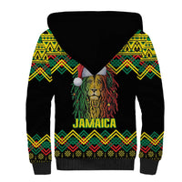 Jamaica Reggae Lion Christmas Sherpa Hoodie Kente Pattern Meri Krismiss - Wonder Print Shop