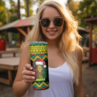 Jamaica Reggae Lion Christmas Skinny Tumbler Kente Pattern Meri Krismiss - Wonder Print Shop