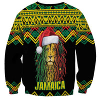 Jamaica Reggae Lion Christmas Sweatshirt Kente Pattern Meri Krismiss - Wonder Print Shop