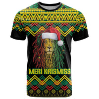 Jamaica Reggae Lion Christmas T Shirt Kente Pattern Meri Krismiss - Wonder Print Shop