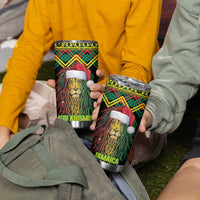 Jamaica Reggae Lion Christmas Tumbler Cup Kente Pattern Meri Krismiss - Wonder Print Shop