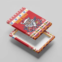 Personalized Romania Christmas Canvas Wall Art Eurasian Lynx With Peony Flowers - Wonder Print Shop