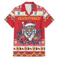 Personalized Romania Christmas Family Matching Mermaid Dress and Hawaiian Shirt Eurasian Lynx With Peony Flowers - Wonder Print Shop