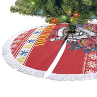 Personalized Romania Christmas Tree Skirt Eurasian Lynx With Peony Flowers - Wonder Print Shop