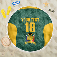 Custom South Africa Soccer Beach Blanket Bafana Bafana Spirit African Pattern - Wonder Print Shop