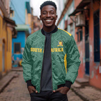 Custom South Africa Soccer Bomber Jacket Bafana Bafana Spirit African Pattern - Wonder Print Shop