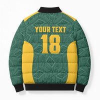 Custom South Africa Soccer Bomber Puffer Jacket Bafana Bafana Spirit African Pattern - Wonder Print Shop
