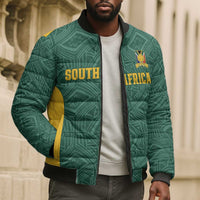 Custom South Africa Soccer Bomber Puffer Jacket Bafana Bafana Spirit African Pattern - Wonder Print Shop