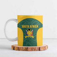 Custom South Africa Soccer Ceramic Mug Bafana Bafana Spirit African Pattern - Wonder Print Shop