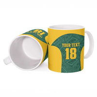 Custom South Africa Soccer Ceramic Mug Bafana Bafana Spirit African Pattern - Wonder Print Shop