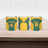 Custom South Africa Soccer Ceramic Mug Bafana Bafana Spirit African Pattern - Wonder Print Shop