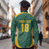 Custom South Africa Soccer Long Sleeve Button Shirt Bafana Bafana Spirit African Pattern - Wonder Print Shop