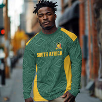 Custom South Africa Soccer Long Sleeve Shirt Bafana Bafana Spirit African Pattern - Wonder Print Shop