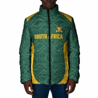 Custom South Africa Soccer Padded Jacket Bafana Bafana Spirit African Pattern - Wonder Print Shop