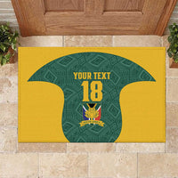 Custom South Africa Soccer Rubber Doormat Bafana Bafana Spirit African Pattern - Wonder Print Shop