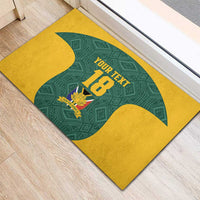 Custom South Africa Soccer Rubber Doormat Bafana Bafana Spirit African Pattern - Wonder Print Shop