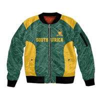 Custom South Africa Soccer Sleeve Zip Bomber Jacket Bafana Bafana Spirit African Pattern - Wonder Print Shop