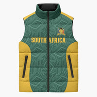 Custom South Africa Soccer Sleeveless Puffer Jacket Bafana Bafana Spirit African Pattern - Wonder Print Shop