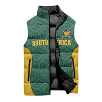 Custom South Africa Soccer Sleeveless Puffer Jacket Bafana Bafana Spirit African Pattern - Wonder Print Shop