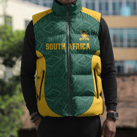 Custom South Africa Soccer Sleeveless Puffer Jacket Bafana Bafana Spirit African Pattern - Wonder Print Shop