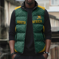 Custom South Africa Soccer Sleeveless Puffer Jacket Bafana Bafana Spirit African Pattern - Wonder Print Shop