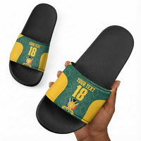 Custom South Africa Soccer Slide Sandals Bafana Bafana Spirit African Pattern - Wonder Print Shop