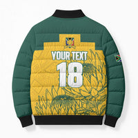 Custom South Africa Soccer Bomber Puffer Jacket From Protea Roots We Rise - Wonder Print Shop